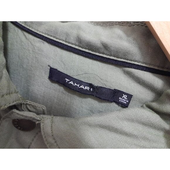 Tahari Womens XL Gorpcore Utility Outdoor Lyocell Bomber Jacket Khaki Green - Picture 7 of 8